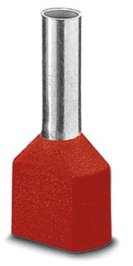Phoenix Contact DIN Ferrule; AI-TWIN 2X 10-14 RD; #8 Twin Wire; Red; Polypropylene; 100 ct.